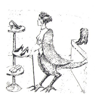 A harpy buying shoes